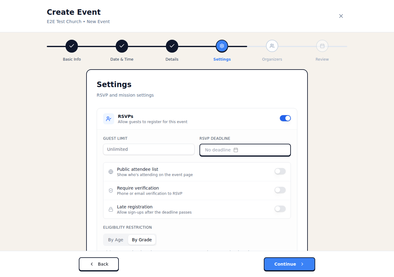 Grade restriction settings