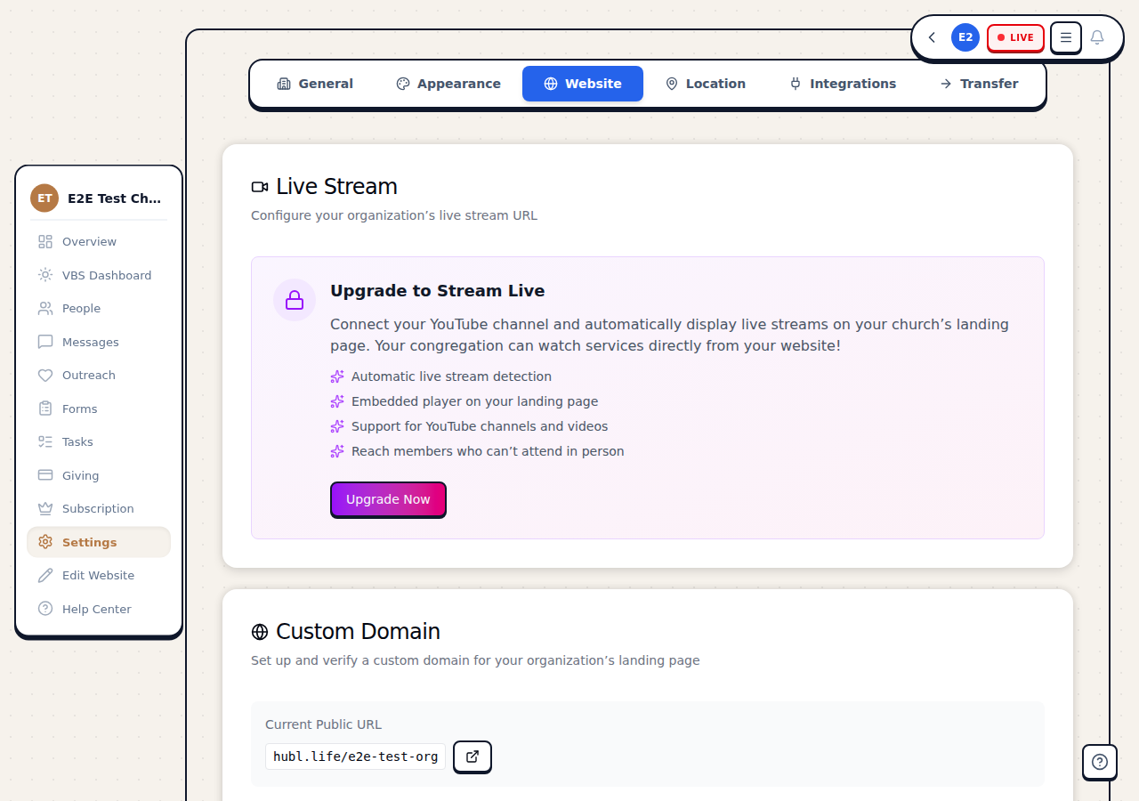 Custom domain input field